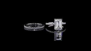 แหวนนิรันดร์แบบซ้อนได้ ประดับเพชรทรงกลมและทรงมรกตที่เพาะเลี้ยงในห้องปฏิบัติการ |   ชุดทำงานสุดหรูและแหวนของขวัญ - Product Image 2