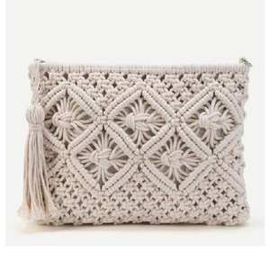 Sac cabas en macramé fait à la main en coton naturel avec cordon de serrage multicolore pour femmes sac à bandoulière de style bohème avec doublure au design personnalisé - Product Image 6