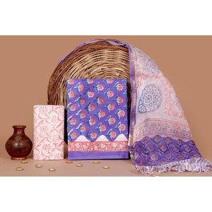 Conjunto de traje Kantha para mujer con estampado a mano y dupatta Kota Doriya - Product Image 1