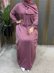 Robe Abaya Traditionnelle en Crêpe pour Femme, Robe Longue Modeste à Manches Longues avec Hijab Intégré, Style Musulman Islamique, Été, Tailles L-XXL - Product Image 1