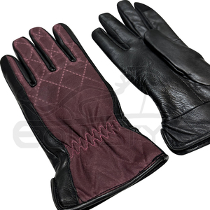 Gants d'hiver en cuir matelassés en diamant, coton ciré noir et marron, compatibles avec les écrans tactiles, en gros, OEM, gants en cuir personnalisés pour femmes - Product Image 2