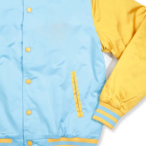 Chaqueta Bomber de Béisbol Varsity Azul y Blanca de la Universidad del Sur, Clásica, Bicolor, Satinada, Unisex, para Fans - Product Image 3