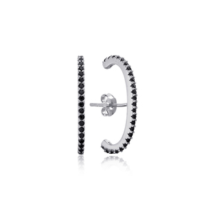 Black Zircon Stone Shape Push <b>Back</b> <b>Earrings</b> Turkish Wholesale Handmade 925 Sterling Silver Jewelry - Product Image 5