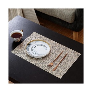 Bold Brown Tress Jacquard Design Embossed Hot Selling Classy Embroidered Heat Stain Resistant Anti-skid Washable Cotton Placemat - Product Image 2