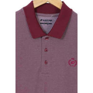 Tissu piqué de marque 6XL pour polo bordeaux coupe ajustée Caractéristiques anti-rides et compressées Motif brodé à carreaux foncés - Product Image 2