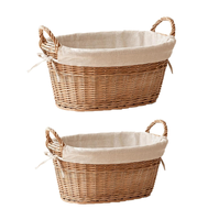 Panier en rotin naturel avec doublure en coton amovible et poignées tressées, parfait pour les buanderies et le rangement à domicile en provenance du Vietnam