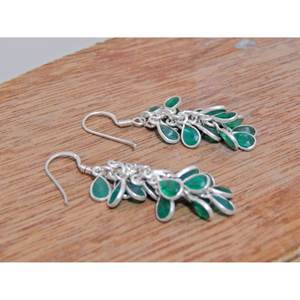 Boucle d'oreille en argent sterling 925 de style vintage en onyx naturel avec crochet en onyx vert avec présentation de cadeau de luxe - Product Image 2