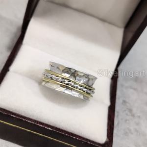 Martelé Spinner Bande Méditation Anneau 925 En Argent Sterling Femmes Pouce Anneau Fidget Bijoux Faits À La Main Fine Yoga Hommes Spinner Anneau - Product Image 3