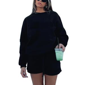 Sudadera y Pantalones Cortos de Poliéster Transpirable para Mujer, Estilo Nuevo, Color Sólido, Logotipo Personalizado, Alta Calidad OEM 2025 - Product Image 6