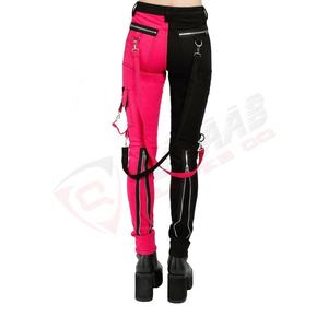 Antiarrugas de doble color Slim fit transpirable Color-Block Patchwork moda señoras hombres-bondage gótico-pantalones negros Pantalones - Product Image 2