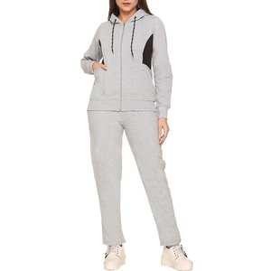 Ensemble survêtement femme 2 pièces, col montant, décontracté, hiver, design tendance, 100% coton respirant, nouvelle arrivée, personnalisable - Product Image 4