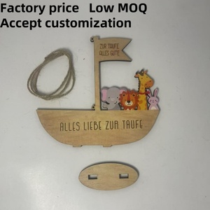 ノアの箱箱型マネーボックスユニークでクリエイティブな動物の形をした木製ボートデザイン高品質の洗礼 & 洗礼棚 - Product Image 2