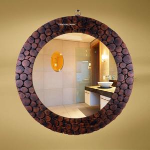 <b>Round</b> Wooden <b>Wall</b> Mounted <b>Mirror</b> with Antique Carved Frame Vintage Decorative <b>Mirror</b> <b>for</b> Living Room, Bedroom, or Hallway - Product Image 3