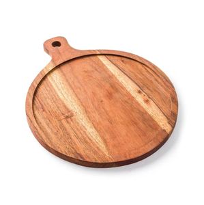 Plateau de service rond de pizza en bois classique pour le service de la nourriture, petit déjeuner, bar, cuisine à domicile, décor, cadeaux de mariage, restaurant - Product Image 1