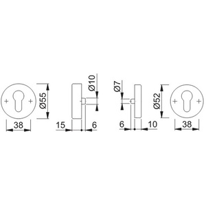 HOPPE 15 mm Épaisseur Acier Inoxydable F69 Cache-Quincaillerie Ronde Protectrice pour Poignée de Porte Paire E42ZNSB/42HS Sans Cache-Cylindre - Product Image 3