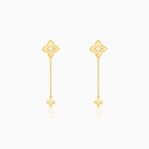 ต่างหูแฟชั่นลายดอกไม้สีทอง 925 เงิน - Product Image 5