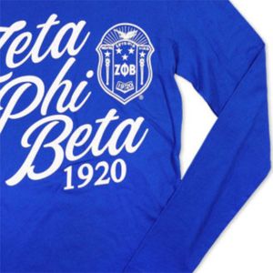 Zpb dài tay áo TEE-Royal Blue | 100% cotton Zeta phi Beta sorority Áo sơ mi với long lanh in chữ Hy Lạp, lá chắn & năm - Product Image 6