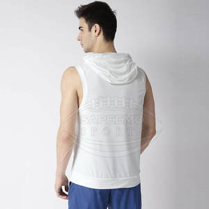 <b>Men</b> Winter Hooded <b>Sleeveless</b> <b>Hoodie</b> with Customized Design Breathable Polyester/Cotton Fabric for Gym Workout & Daily Fitness - Product Image 3