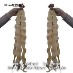 Premium de 24 Pulgadas # Cabello Humano Rubio 613 con Ondas Suaves, Doble Trama a Máquina – Cabello Remy 100% Virgen - Product Image 4