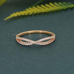 Elegante IGI certificado VVS Lab Grown Diamond 14K oro sólido Crossover Pave Set anillo de boda joyería de gama alta para regalo de mujer - Product Image 3