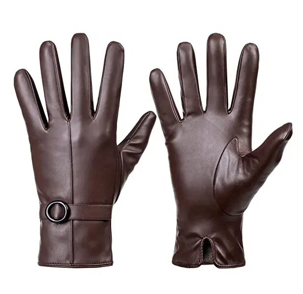 OEM Ladies Women Wholesale Fashion Genuine Lambskin Sheepskin Driving Wool lining Leather Gloves Winter knit Gloves