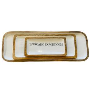 Plateaux de service alimentaire en bois de forme rectangulaire classique Accueil Hôtel et Restaurant Décoration de table Vaisselle Plateaux de service alimentaire - Product Image 4
