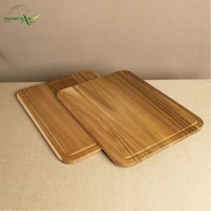 Tabla de Cortar Cuadrada de Madera de Acacia Maciza con Ranura para Jugos, Ecológica y Duradera, 1.5 cm de Grosor - Product Image 6