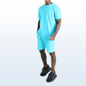 Camisetas y pantalones cortos para hombre, camiseta con pantalones cortos a juego, conjuntos cortos de algodón 100%, logotipo personalizado de dos piezas - Product Image 6