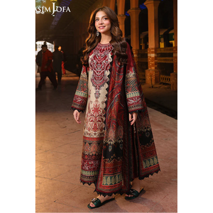 Conjunto de Ropa Tradicional Pakistaní e India para Mujer ASIM JOFA-3PC, Camisa Maxi con Estampado Digital para Uso Diario con Chal Dupatta - Product Image 1