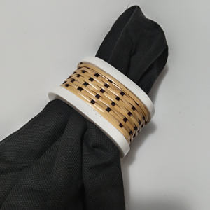 Modern Boho Rattan Napkin <b>Ring</b> With Black <b>Resin</b> Edge Tabletop Accessory for Dining Room Decor Parties Holiday Meals & Everyday - Product Image 3