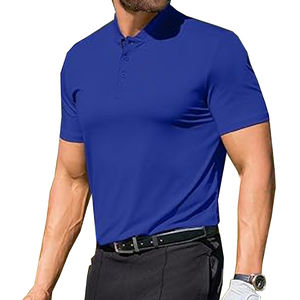 Logo personnalisé brodé respirant bouton sport hommes chemises de golf 100% coton tricoté à manches courtes anti-rides chemises de jeu - Product Image 2