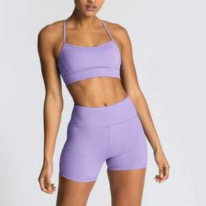 Ensemble d'entraînement vintage délavé pour femmes Tenues de yoga Soutien-gorge de sport Leggings taille haute Vêtements de gymnastique Survêtement 2 pièces 100% coton - Product Image 5