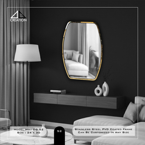 Miroir de salle de bain élégant et irrégulier avec cadre en acier inoxydable minimaliste revêtu de PVD - Product Image 1