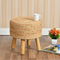 Pouf en jute fait main, tabouret bohème chic, décoration d'intérieur, accent texturé, tabouret en jute vintage, pour salon et chambre à coucher, pouf rond
