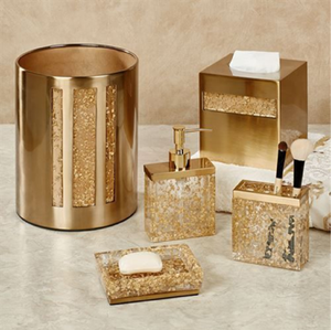 Conjunto de accesorios de baño de oro adornado, una colección Vintage y lujosa con un patrón dorado detallado, al por mayor - Product Image 2