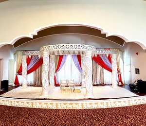 Gran oro blanco fibra boda Mandap Malasia gran grasa Tamilian matrimonio Mandaps decoración Venta caliente evento redondo Mandapam EE. UU. - Product Image 4