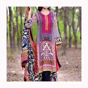 Vente en gros de nouvelles robes pakistanaises de pelouse Salwar Kameez robes de soirée brodées pour femmes Shalwar Kameez robe de soirée en soie vente à chaud - Product Image 2