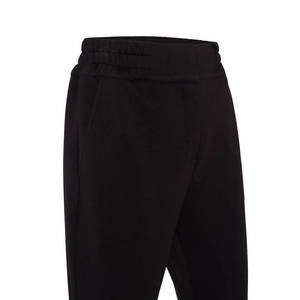 Black High-<b>Waist</b> Knitted Wide Leg <b>Trousers</b> with <b>Elastic</b> Waistband - Product Image 2
