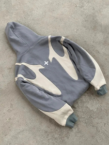 Sudadera con capucha con cremallera Unisex gris bordado suelto Top Y2k Retro Street hombres mujeres Hip Hop Hoodie Y2k Street Hight calidad Premium - Product Image 5