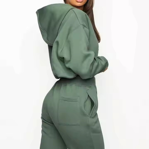 Chándal de lana personalizado de alta calidad para mujer, chándal deportivo de lujo de talla grande, conjuntos de dos piezas para mujer, conjunto de 2 piezas - Product Image 1