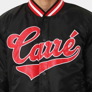 Chaqueta universitaria de satén de poliéster 100% personalizada para hombre diseño impermeable de chenilla de béisbol bordado - Product Image 6