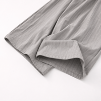 Pantalon large en lin et coton pour femme, gris rayé, décontracté, pour se détendre