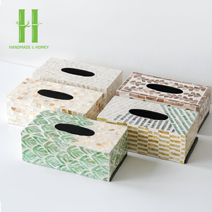 Haute qualité luxe nacre vadrouille bois boîte à mouchoirs couverture carré Rectangle nacre porte-serviettes OEM fabriqué au Vietnam - Product Image 4
