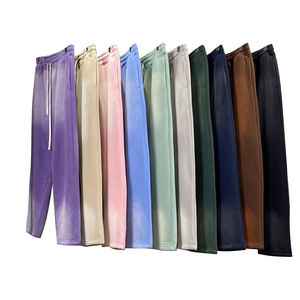 Pantalones de chándal para correr con lavado ácido personalizados, ropa de calle bordada de chenilla, aspecto Vintage desteñido por el sol, tela de lana de invierno pintada elástica - Product Image 6