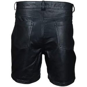 Short en cuir décontracté pour hommes, taille moyenne écologique avec fermeture à glissière sur le devant, logo imperméable, meilleure vente - Product Image 2