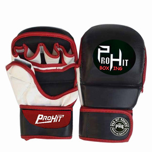Logo personalizable de alta calidad Guantes MMA de medio Dedo de alta calidad Guantes de boxeo de cuero PU con empuñaduras para perforar - Product Image 1