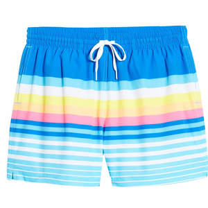 Shorts de Baño Personalizados para Hombre, Diseño Multicolor a Rayas, Secado Rápido, Impermeables, Transpirables, con Protección UV y Cierre con Cordón - Product Image 1