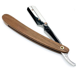 Manche en bois Rasoir de coiffeur à bord droit pour le rasage et l'entraînement au maquillage permanent Lame remplaçable en acier inoxydable - Product Image 2