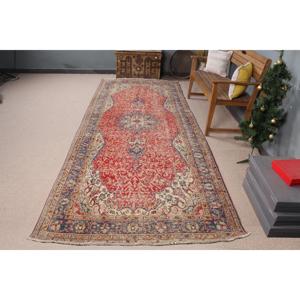 Turkish Rug, 4.6x11.7 ft <b>Runner</b> Rug, <b>Red</b> Patchwork Wool Vintage Rug - Product Image 3