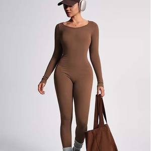 Mono de Yoga Ecológico para Niñas al por Mayor, Elástico en Cuatro Direcciones, con Cierre, Mangas Largas, Pantalones Acampanados, Body de Spandex/Nailon para Gimnasio y Running - Product Image 1